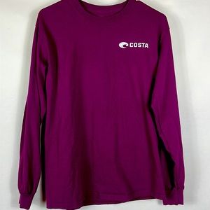 men's Costa Medium Long-sleeve 100% Cotton Tee. Born on the Water trademark.